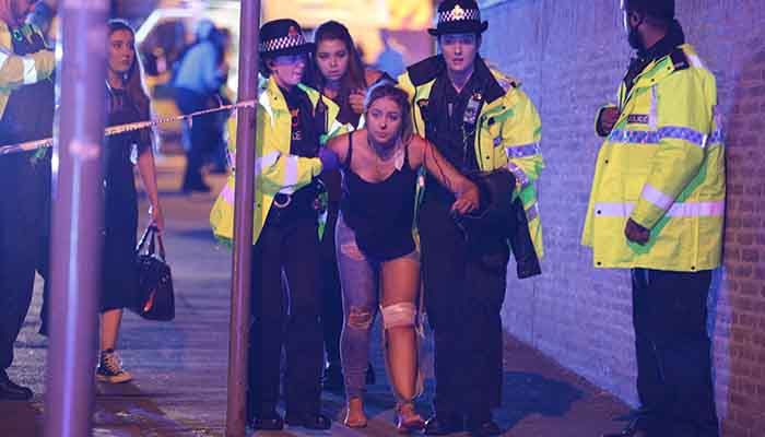 An injured woman, Manchester Bomb Attack