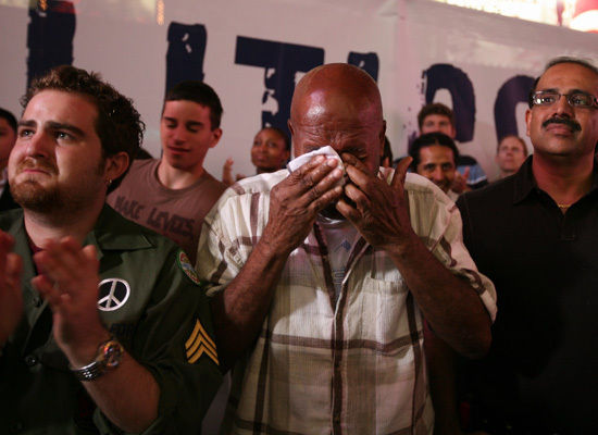 Watching Obama accept the Democratic nomination, Times Square, August 28th
