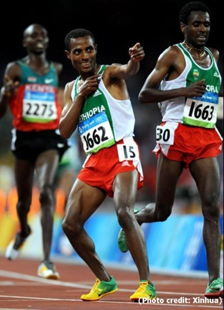 Kenenisa Bekele celebrates, Beijing Olympic 2008, Aug 17 Kenenisa Bekele celebrates, Beijing Olympic 2008, Aug 17