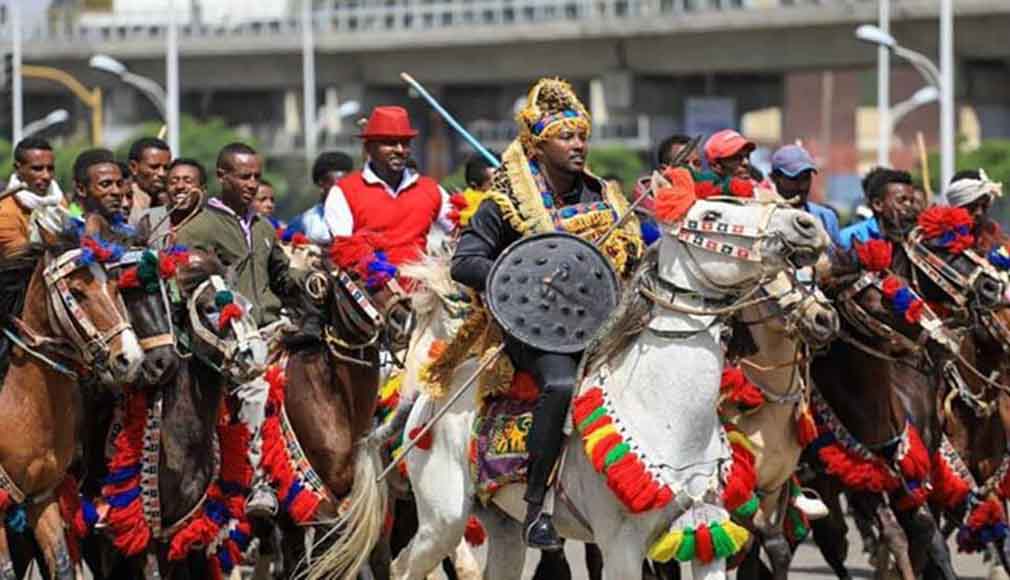124ኛው የዓድዋ ድል በዓልን ካደመቁት ፈረሰኞች በከፊል