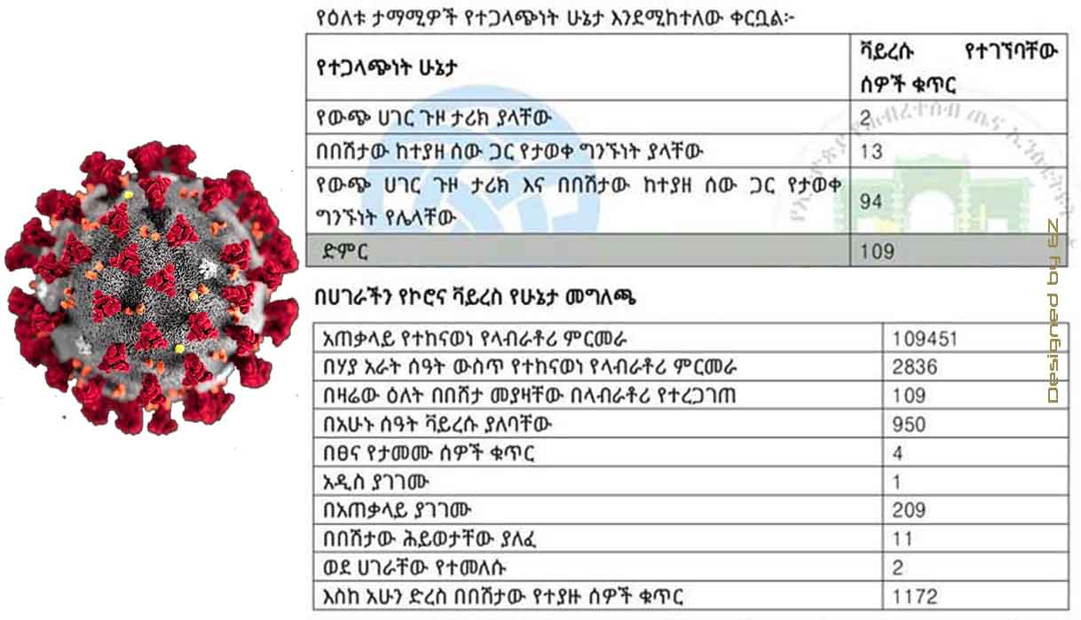 Total coronavirus cases in Ethiopia, May 31, 2020