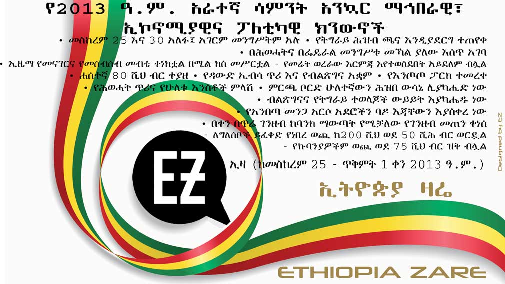 Ethiopia Zare's weekly news digest, week 4th, 2013 Ethiopian calendar