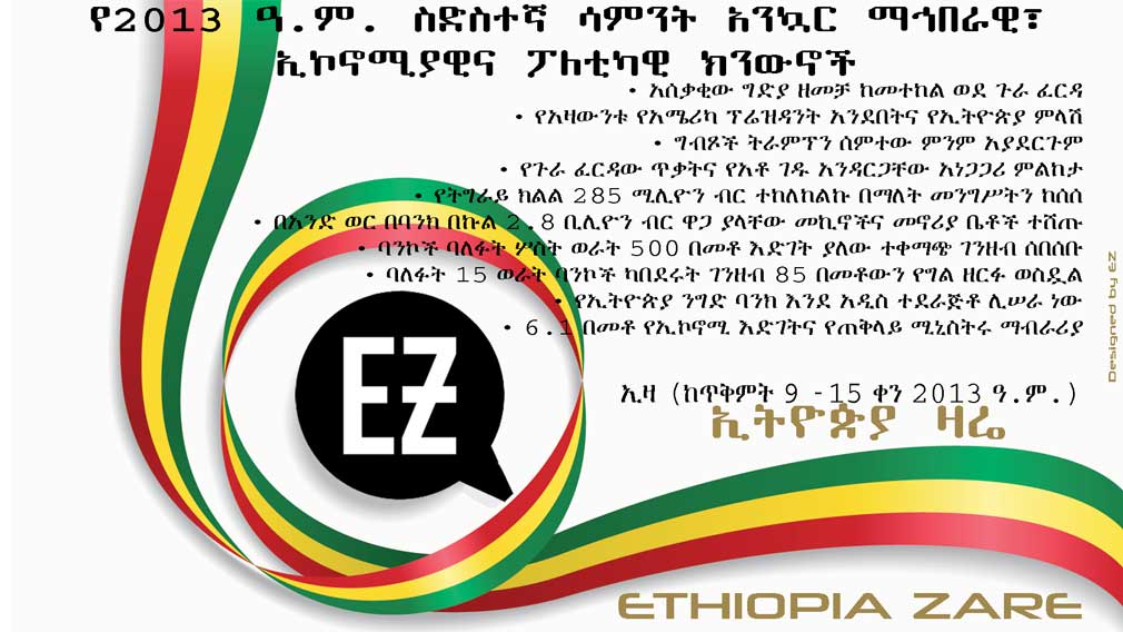 Ethiopia Zare's weekly news digest, week 6th, 2013 Ethiopian calendar