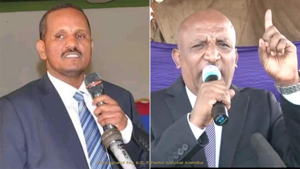 አዲሱ ኮሚሽነር ተኮላ አይፎክሩ (በግራ) እና የቀድሞው ኮሚሽነር አበረ አዳሙ