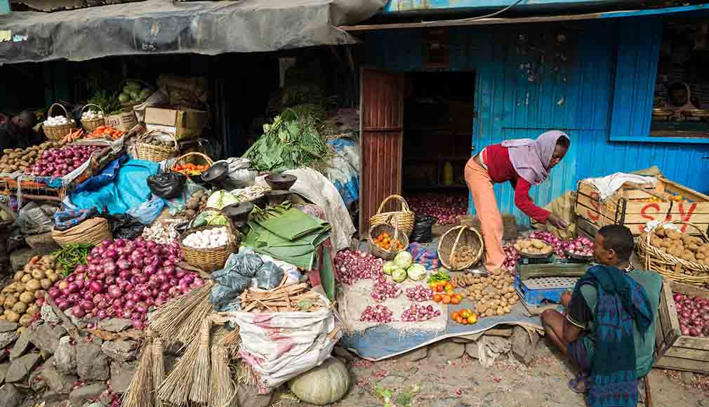 A vegetable seller at Dessie market in northern Ethiopia.